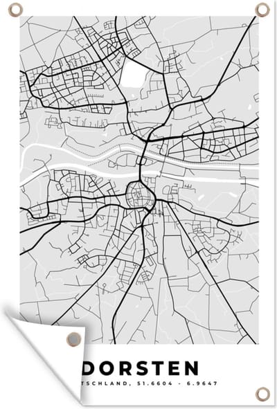 Muurdecoratie Plattegrond - Duitsland - Dorsten - Kaart - Stadskaart - 120x180 cm - Tuinposter - Tuindoek