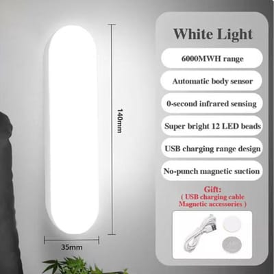 LED-inductielamp met bewegingssensor, kastlamp, draadloze LED-nachtlampjes, USB-oplaadbare traplamp, babyverzorgingslamp, slaapkamerlamp white