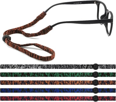 Verstelbare Brilkoord Set van 5 Stuks, Sportieve Brilkettingen met Antislip en Zweetabsorptie voor Dames en Heren, Multicolor Accessoires voor Actieve Levensstijl