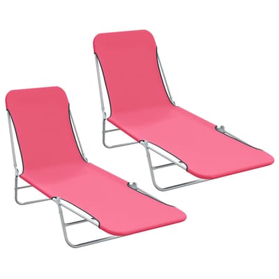 vidaXL - Ligbedden - inklapbaar - 2 - st - staal - en - stof - roze