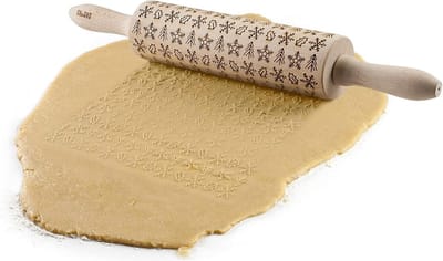 Winterprint deegroller - traditionele keuken accessoire met sneeuwvlok ontwerp
