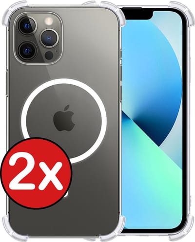 Hoesje - 2 Stuks - Geschikt voor Apple iPhone 13 Pro - Magsafe Compatible - Sterk & Shockproof - Shock Proof Case - Back Cover - Telefoon Hoes - Telefoonhoes - Transparant