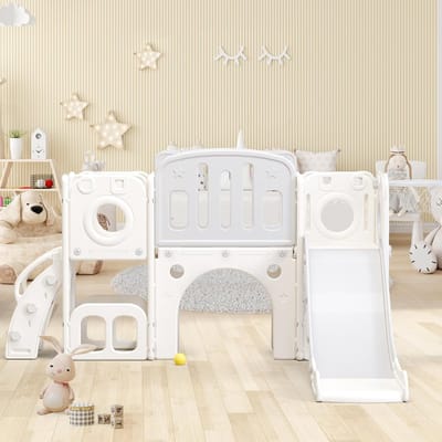 Kinder Speeltoestel - Speelgoed Huis - Binnen Buiten Spelen - 6-in-1 Fun - 174 x 150 x 95 cm