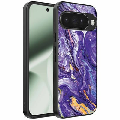 Geschikt voor Google Pixel 10 Telefoonhoesje met Paars Goud Marmer Opdruk - TPU Backcover Case Purple Gold Marble Design - Paars Goud - Smartphonica geschikt voor Google Pixel 10