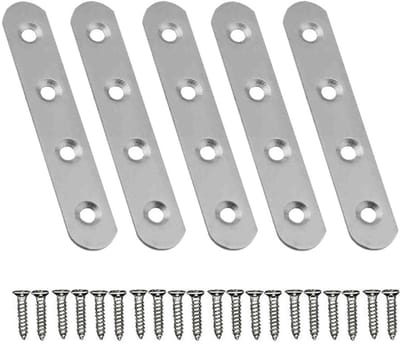 Dailygoods- Beugel Roestvrij Staal - Platte Beugel - Bevestigingsplaten - Herstelplaten - Aansluitplaten - Eenvoudig te installeren 80x17x2mm - Hoekbeugel