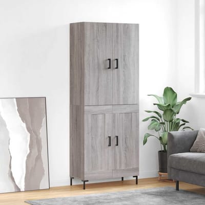 vidaXL - Hoge - kast - 69,5x34x180 - cm - bewerkt - hout - grijs - sonoma - eikenkleurig