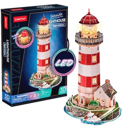 3D Puzzel Vuurtoren met LED Verlichting voor Kinderen - Bouwpakket 72 Delen