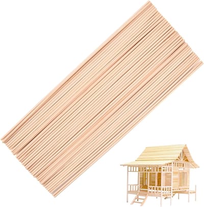 50 Stuks Houten Stokken Rond 3mm x 30cm voor Kunstprojecten, DIY Decoraties en Ambachten