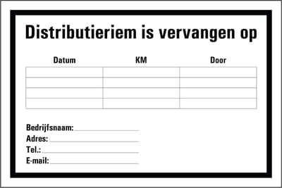 Distributieriem vervangen sticker 150 x 100 mm