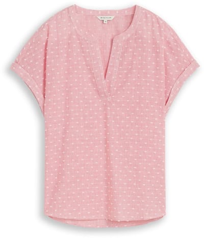 Tom Tailor - Losvallende blouse met borduursel - Maat 36 - red dobby stripe