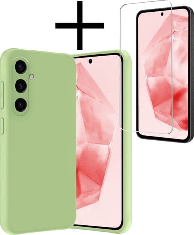 Hoesje - Met Screenprotector - Geschikt voor Samsung Galaxy A35 - Sterk & Shockproof - Back Cover - Siliconen Case - Telefoon Hoes - Groen