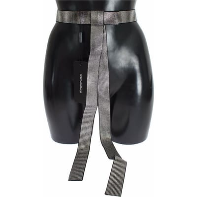 Dolce & Gabbana Zwarte Zijde Kristallen Strik Tailleband Mannen Elegantie