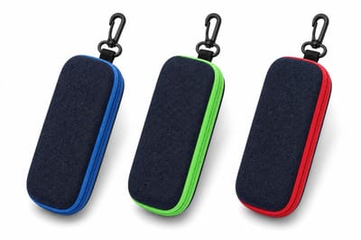 VHV - Brillenetui - denim brillenkoker met rits - harde beschermcase voor onderweg - voor bril, zonnebril en tas