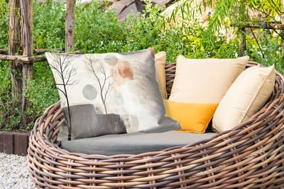 Buitenkussens - Wabi sabi - Beige - Plant - 60x40 cm - Weerbestendig