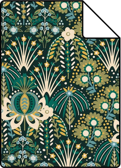 Proefstaal ESTAhome behang vintage bloemen in art nouveau stijl groen - 26.5 x 21 cm - 131507-S