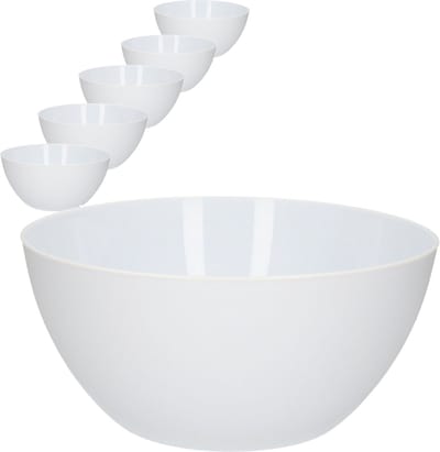 PlasticForte Schalen/schaaltjes wit - 750 ml - 6x - Ontbijt/dessert/snacks/sauzen serveren - kunststof