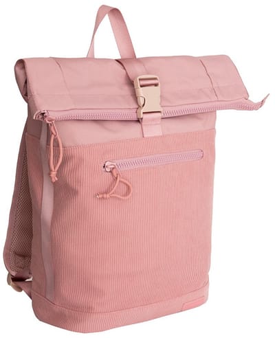 New Rebels New York Ribbi Rolltop Rugzak 17-21L Schooltas & Werktas Ribstof Laptop Rugtas 15.6 inch Old Pink