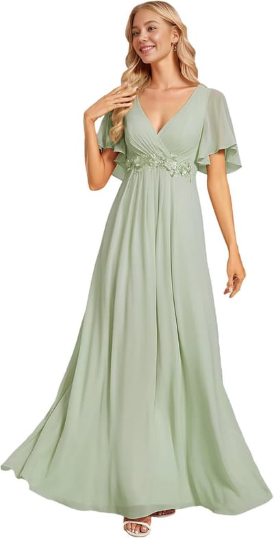 Elegante Avondjurk - Damesjurk Feest - Ceremonie Bruiloft - Lange Mouwen Chiffon - Meerdere Kleuren
