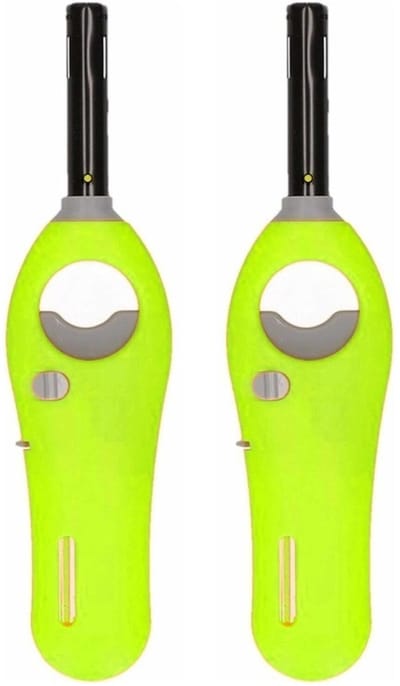 Gasaansteker - 2x - limegroen - 18,5 cm - aansteker met kinderslot
