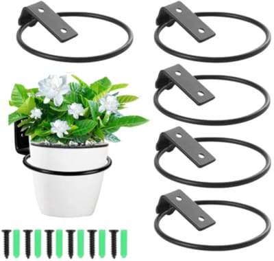 6 inch Opvouwbare metalen wandgemonteerde plantenhouder - 6 stuks bloempothangerringen, muurplanterringhouders, beugelhaken, zwaar uitgevoerd voor binnen- en buitendecoratie Plantenhouder - Cyslmuk®