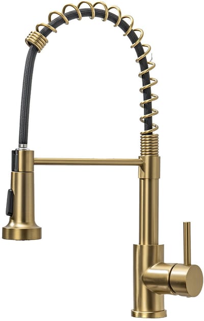 LOMAZOO Keukenkraan met Uittrekbare Uitloop - Gouden Keukenkraan - Keuken Kraan Goud - Mengkraan Keuken [LUXOR]