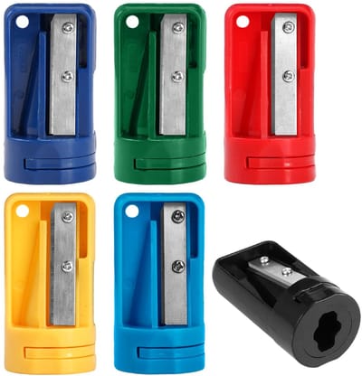 Dailygoods - 6 Stuks Timmerman Puntenslijper voor Houtbewerking, Puntenslijper voor Timmermanspotlood, Draagbare, voor Houtbewerking, School, Kantoor en Reizen, Geschikt voor Dagelijks Gebruik, 6 Kleuren
