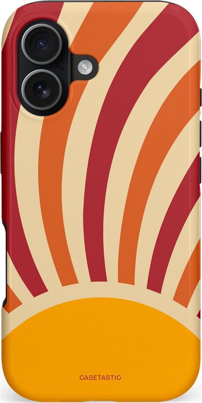 Casetastic hoesje geschikt voor Apple iPhone 17 - MagSafe - Dubbellaagse bescherming - Retro zomer - Fashion Case - Beige Terracotta Okergeel Bordeaux