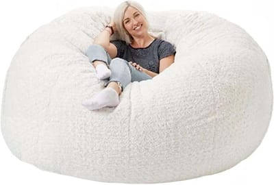 Zitzakhoes - Zachte Sofa - Ontspannen Zitten - Wasbaar Textiel - 112cm*68cm - Wit