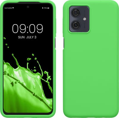 kwmobile telefoonhoesje geschikt voor Motorola Moto G54 5G - Hoesje met siliconen coating - Smartphone case in limoengroen