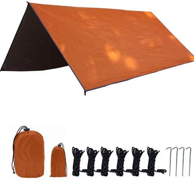 Tentdoek voor kampeertenten - Buitentent - Verdikte constructie - Zilverkleurig Oxford-doek - Zonwerende tent - Water- en winddicht - Kamperen - Zonnescherm - 300*300 cm -Oranje