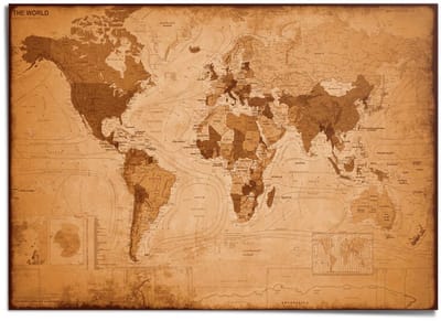 XXL Poster Wereldkaart antiek - 100 x 140 - Papier - REINDERS