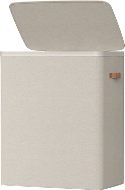 SONGMICS - Wasmand - Wasmand met 3 Vakken - 190 L Inhoud - Met Deksel en Handgrepen