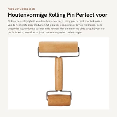 Dailygoods- Deegroller Houten - Perfect uitgebalanceerd - Voor Gebak/Pizza - Geschikt voor Taart/Fondant - Eenvoudig in Gebruik - Ideaal Keukengerei - Bakrol