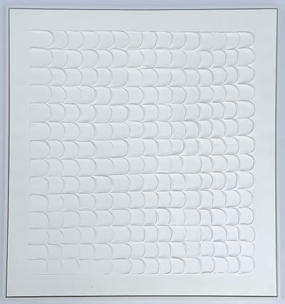 Ter Halle - Schilderij - 3D Wanddecoraties - Witte Abstracte Olieverf Vegen - 83x83cm
