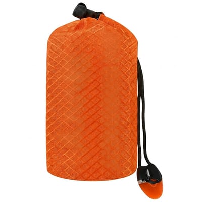 Oranje nood slaapzak met nood fluitje set dames en heren 3 delig survival set met slaapzak trekzak en fluitje compact lichtgewicht voor wandelen kamperen bergbeklimmen en outdoor gebruik
