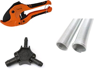 PEX & Meerlagenbuis Montage Set 16/20 – Kalibrator & Ontbramer 16/20/25 mm + Buizenkniptang tot 42 mm + Uitwendige Buigveren 16/20 – Complete Installatieset Water & CV