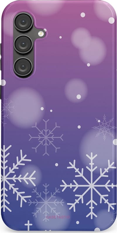 Casetastic hoesje geschikt voor Samsung Galaxy S23 FE - Dubbellaagse bescherming - Winter Sneeuw Paarse Roze Gloed - Fashion Case - Lavendel
