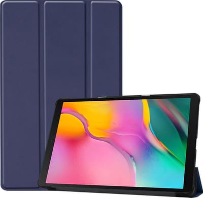Hoesje - Geschikt voor Samsung Galaxy Tab A 10.1 (2019) - Dun & Stevig - Hardcover Book Case - Trifold Bookcase Hoes - Hard Cover - Tablethoes - Donkerblauw