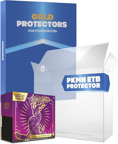 5-Pack Gouden Beschermhoezen voor Pokémon ETB Box - UV-Bescherming Display Case