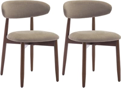 COLAMY Houten eetkamerstoelen - set van 2 - Moderne met stof beklede keukenstoelen - Boerderij eetkamerstoel- camel