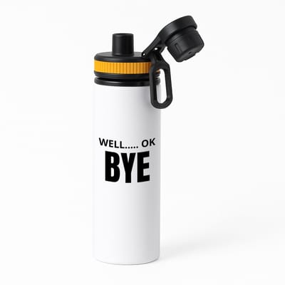 Hacebo® - Well ok bye waterfles met draaidop oranje - Afscheid bedank cadeau - collega's - werk - afscheidscadeau - verjaardagscadeau - kado - water fles - 850ML