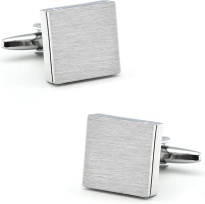 Vierkante Manchetknopen Heren Zilver Kleurig - Geborsteld - Cufflinks - Papa Cadeau Voor Mannen - Vaderdag