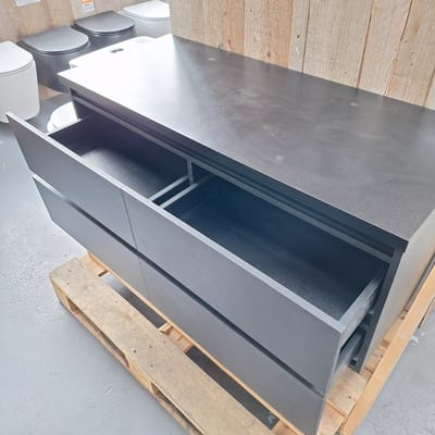 LINEA UNO - Orsa 120 - Mat zwart - Badmeubel - - 301646