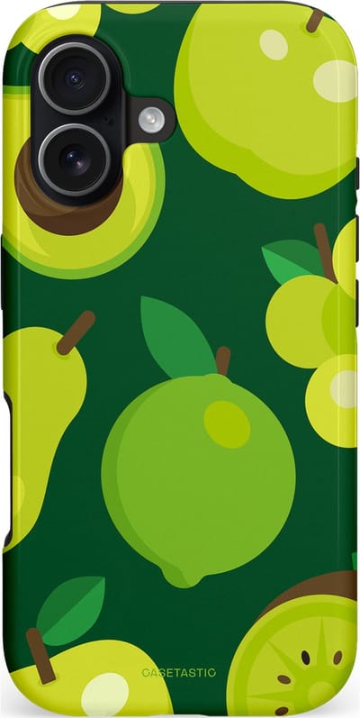 Casetastic hoesje geschikt voor Apple iPhone 17 - MagSafe - Dubbellaagse bescherming - Peren Appel Groen - Fashion Case - Donkergroen Geel