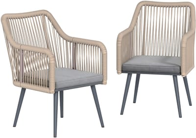 Balkonset 2 personen - Tuinset - Bistroset - Lichtgrijs + lichtbruin - Weerbestendig - 2 delig - Tuintafel en 2 stoelen - 2 personen - Gecoat staal - Onderhoudsvrij staal