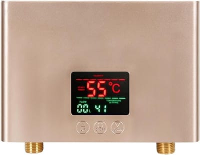 Doorstroomverwarmer - Elektrische Boiler - Direct Warm Water - LCD Temperatuurdisplay - 5500W - Goud