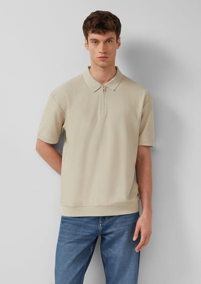s.Oliver - male - Gestructureerd poloshirt met ritssluiting in een moderne pasvorm
