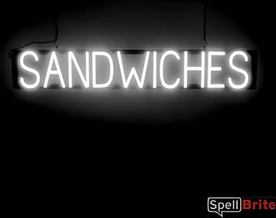SANDWICHES - Lichtreclame Neon LED bord verlicht | SpellBrite | 99 x 16 cm | 6 Dimstanden - 8 Lichtanimaties | Reclamebord neon verlichting