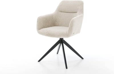 Eetkamerstoel Pejo-Flex kruisframe breed zwart koord beige 360° draaibaar rocker-functie pocketveer kern