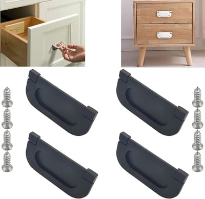 4 Stuks Onzichtbare Handgrepen | 75mm Knoppen voor Keukenladen en Deuren met Schroeven - Duurzame Keukenaccessoires en Meubelbeslag (Zwart)